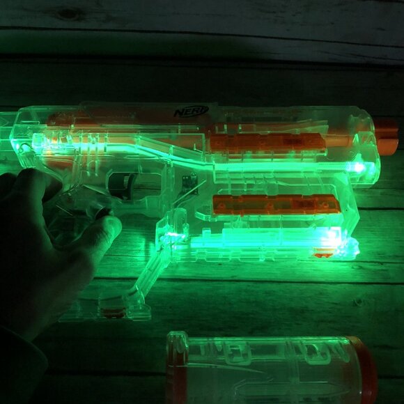 NERF Shadow ICS-6 N-Strike Translucent Blaster Toy Gun Foam Dart Hasbro GLOWS - Picture 8 of 8